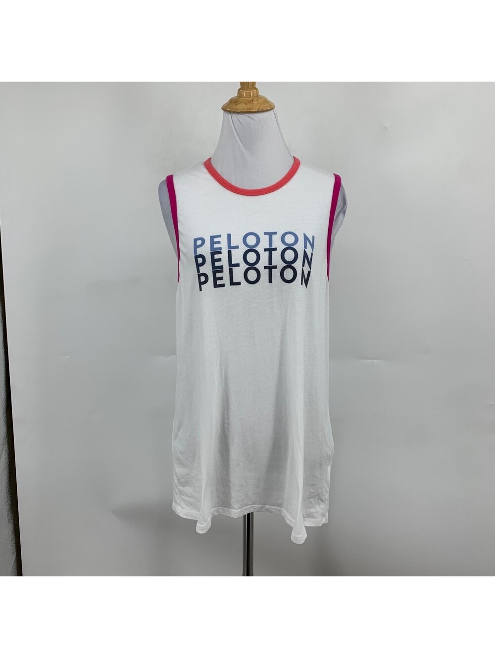 Peloton White Ringer Muscle Tank Plus Size US S